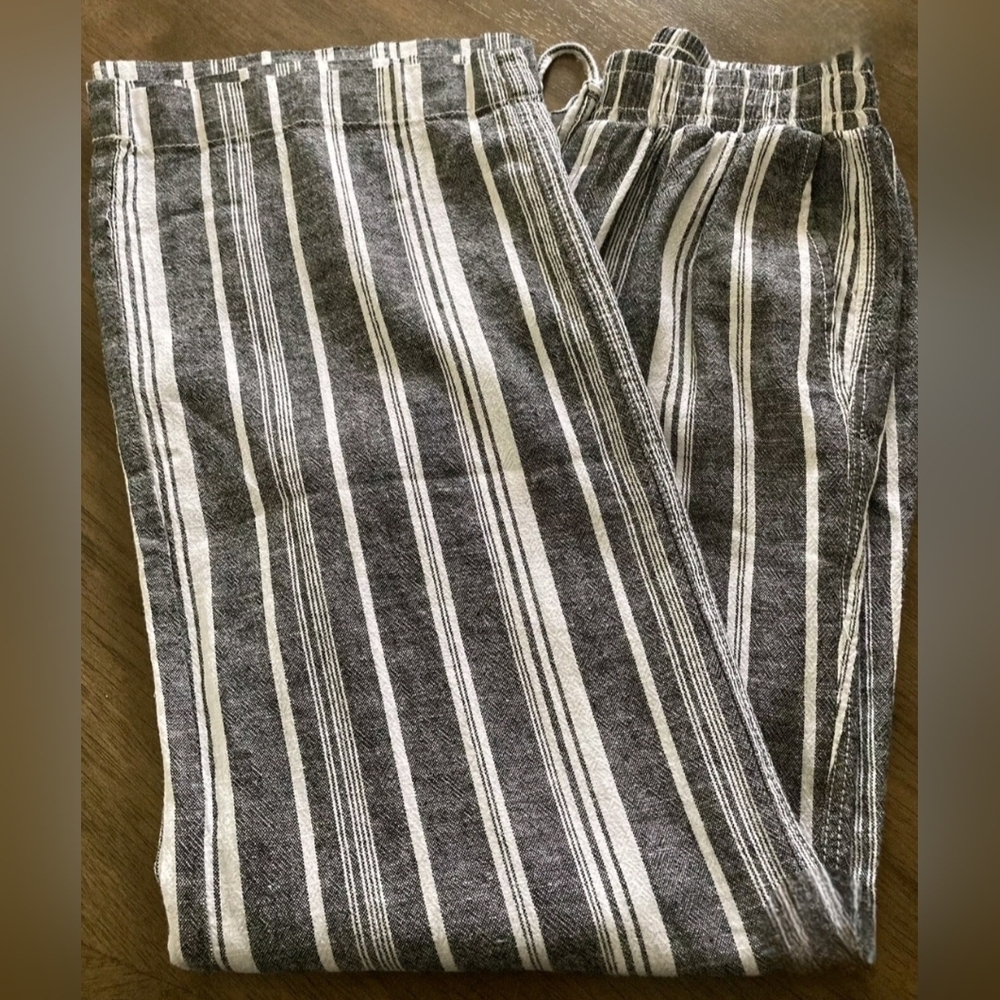 NWOT, Briggs, Women's Linen Blend Pant, Grey/White Stripe, Size: Medium - Picture 9 of 11